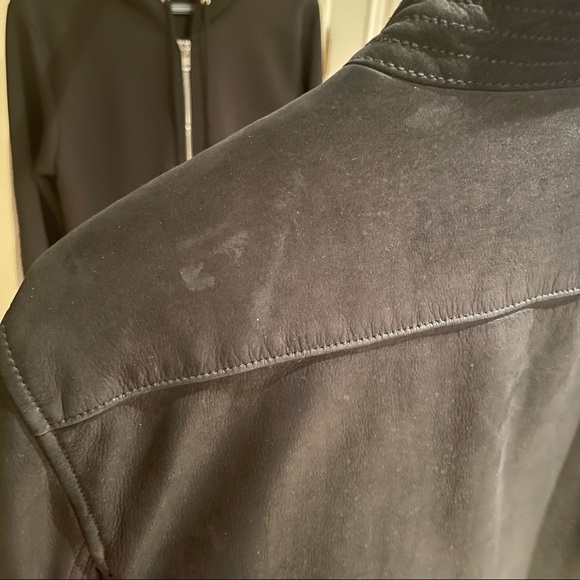 7 For All Mankind Black Leather Bomber - Picture 5 of 7